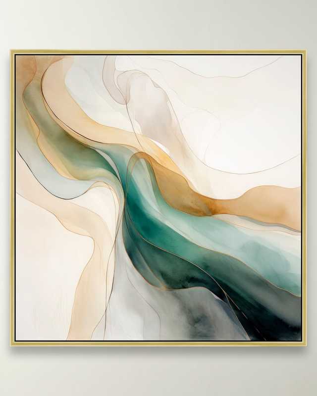 "Guilded Greens 3" Framed Giclee